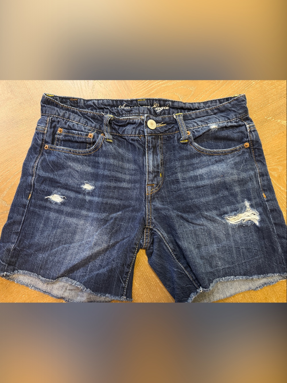 American Eagle Dark Blue Distressed Denim Women’s Shorts Size 4